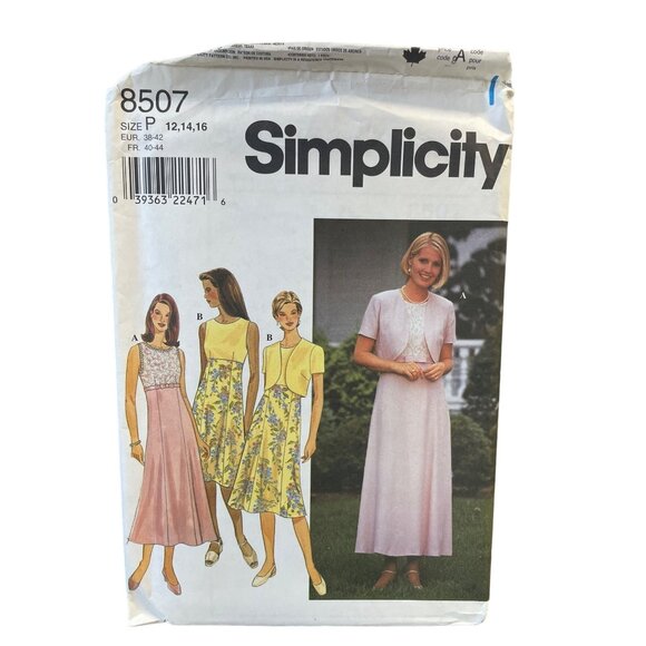 Simplicity Sewing Pattern 8507 Dress Jacket Bolero Misses Size 12-16 Summer - Picture 1 of 3